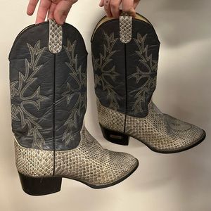 Grey and Black Snake Skin Boots